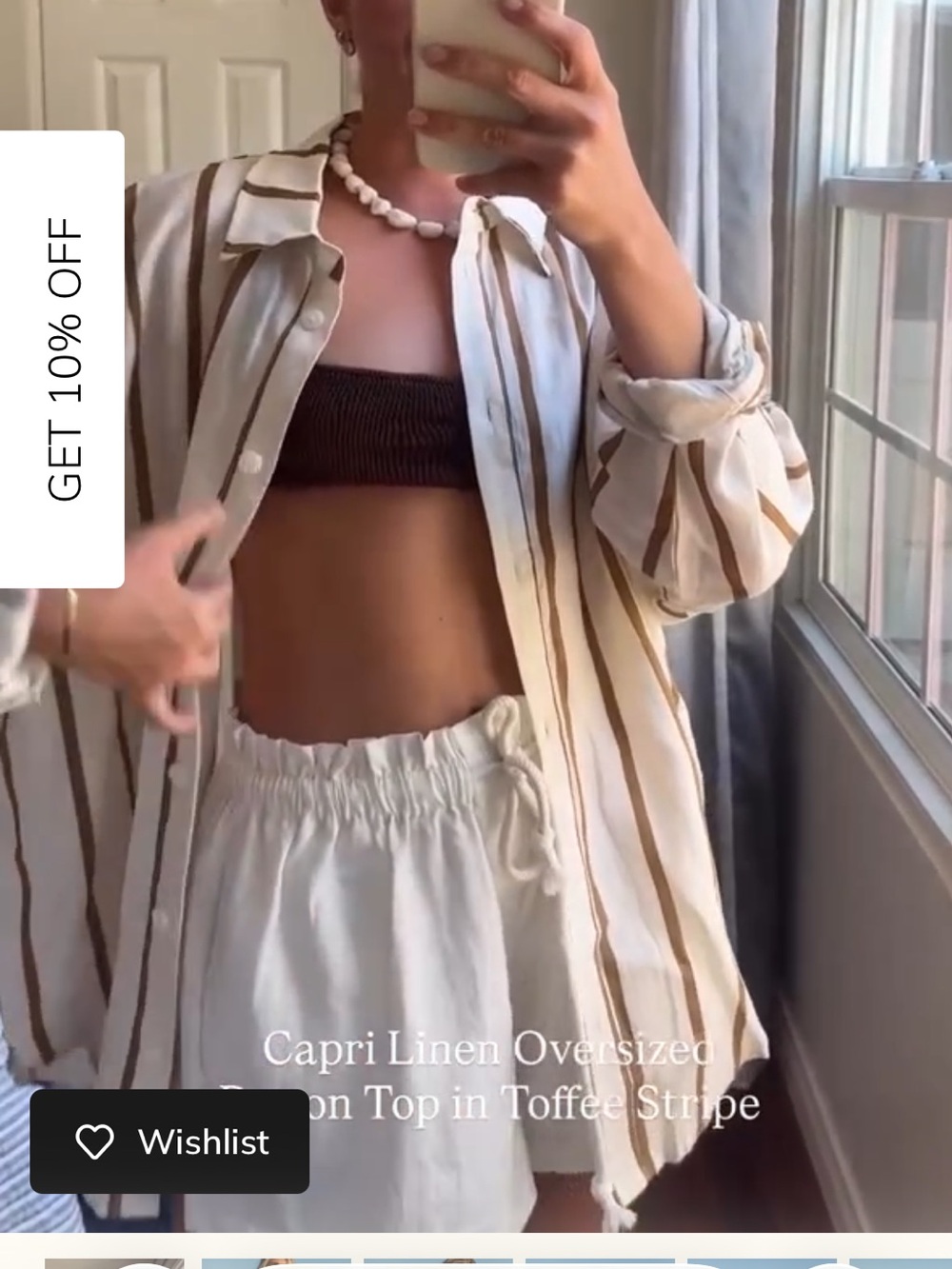 Solai Capri linen oversized button top